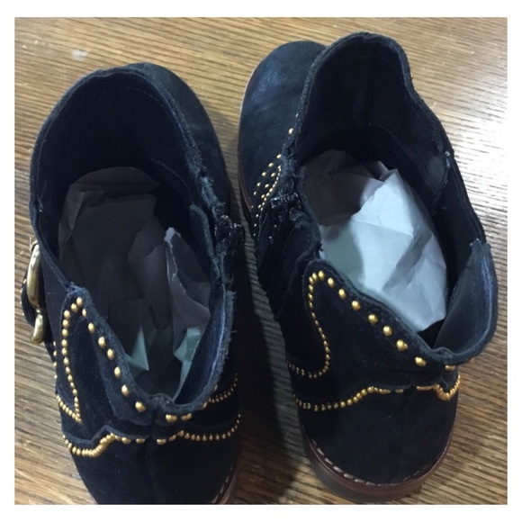 JEFFREY CAMPBELL FREE PEOPLE Suede Gold Studded Boots - Picture 7 of 8